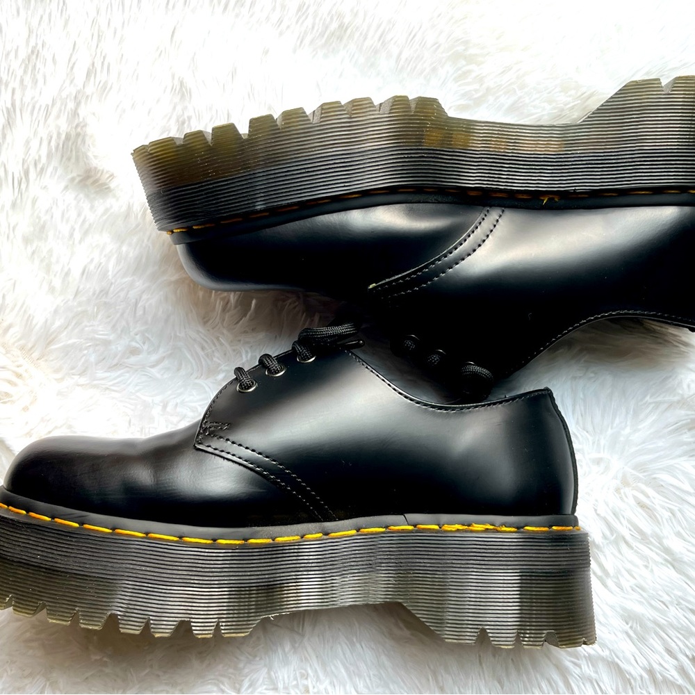 Dr Martens BLACK LEATHER PLATFORM OXFORDS CASUAL SHOES